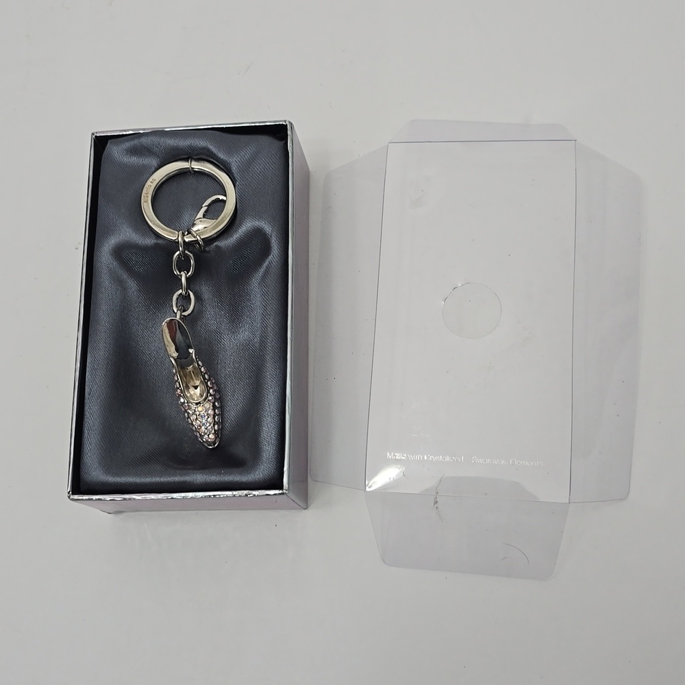 NIB Argento SC Silver High Heel Shoe Key Ring Crystals